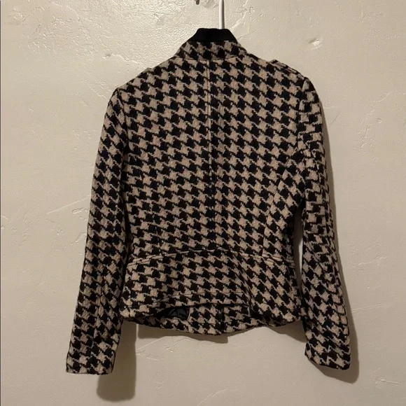 Banana Republic Black and Tan Houndstooth Pea Coat Small - Picture 7 of 8